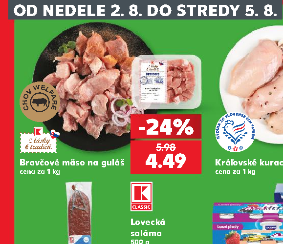 Bravčové mäso na guláš