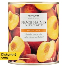Tesco Broskyne polené lúpané v sladkom náleve 480 g