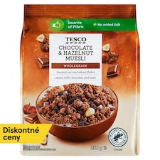 Tesco Zapekané müsli s mliečnou a horkou čokoládou, hrozienkami a lieskovými orieškami 350 g