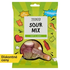 Tesco Želé cukríky s ovocnými príchuťami s kyslou cukrovou posýpkou 100 g