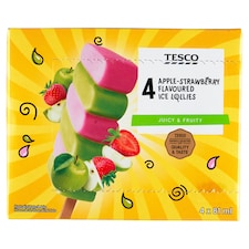 Tesco Mrazený krém vodový s jablkovou a jahodovou príchuťou 4 x 81 g (324 g)