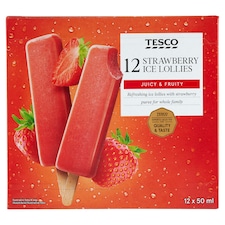 Tesco Mrazený krém vodový jahodový 12 x 50 ml (600 ml)