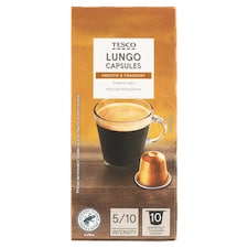 Tesco Lungo pražená mletá káva v kapsulách 10 ks 54 g