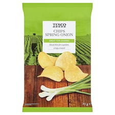 Tesco Smažené zemiakové lupienky s príchuťou jarnej cibuľky 70 g