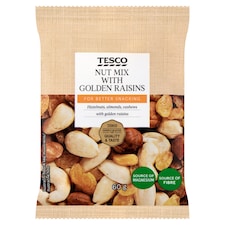 Tesco Zmes jadier suchých škrupinových plodov a sušených zlatých hrozienok 60 g