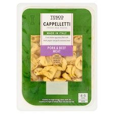 Tesco Cappelletti nesušené vaječné cestoviny plnené mletým mäsom 250 g