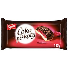 Figaro Čokopiškoty so želé s malinovou príchuťou polomáčané v čokoláde 147 g