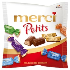 merci Petits Chocolate Collection kolekcia plnených a neplnených čokoládových bonbónov 125 g