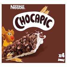 Nestlé CHOCAPIC raňajková cereálna tyčinka s chuťou čokolády, polomáčaná v bielej poleve 4 x 25 g